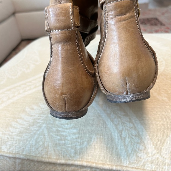 Chloe tan leather Riding boots cross buckle - Picture 2 of 9